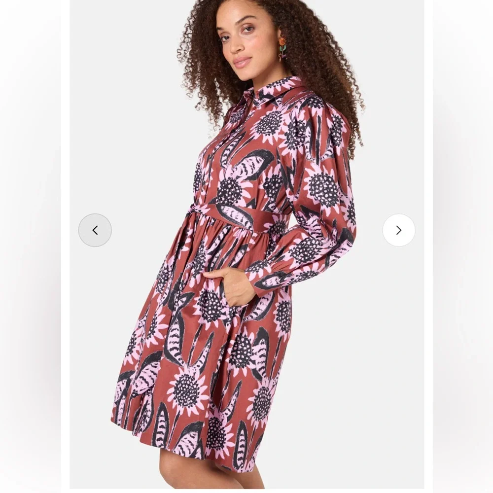 gorman Pink and Brown Floral Long Sleeve Shirt Dress - Picture 3 of 8